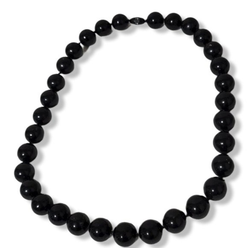 necklace chunky round bead black